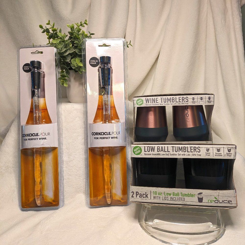🍷BUNDLE: Reduce Insulated Wine/Lowball Tumblers + Corkcicle Wine Bottle Chiller
